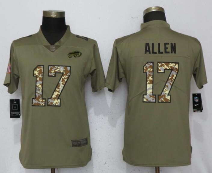 Women Buffalo Bills #17 Allen Olive Camo Carson Nike Salute to Service Player NFL Jerseys